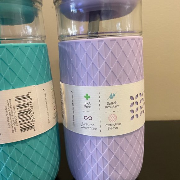 Ello 18 oz Glass Tumbler With Lid and Straw 2-Pc Set.  Silicone Sleeve. New - Picture 5 of 6